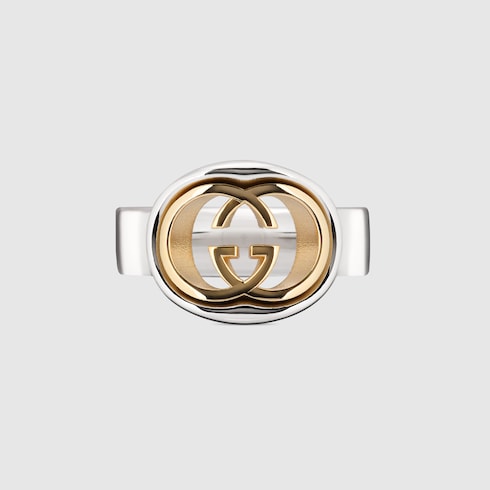 Gucci Interlocking cut-out ring - palladium-toned brass
