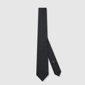 Interlocking G chain silk tie - black