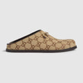 Women's mule with Horsebit - camel and dark brown GG canvas