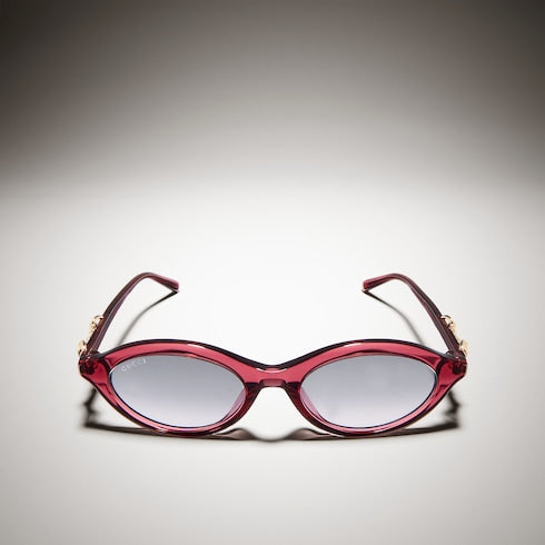 Oval-frame sunglasses - transparent burgundy