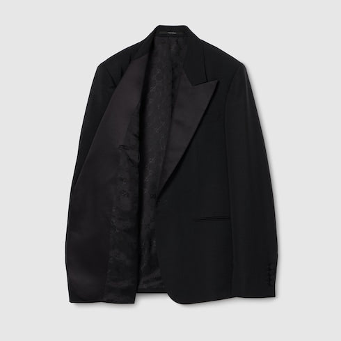 Light wool mohair canvas suit - black