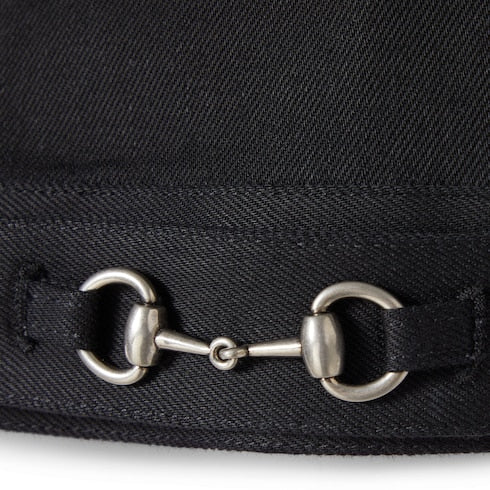 Cotton denim jacket with Horsebit - black