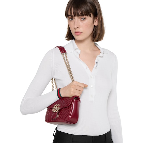 GG Marmont small shoulder bag - Rosso Ancora red leather