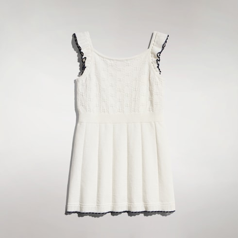Children's GG cotton dress - ivory and navy