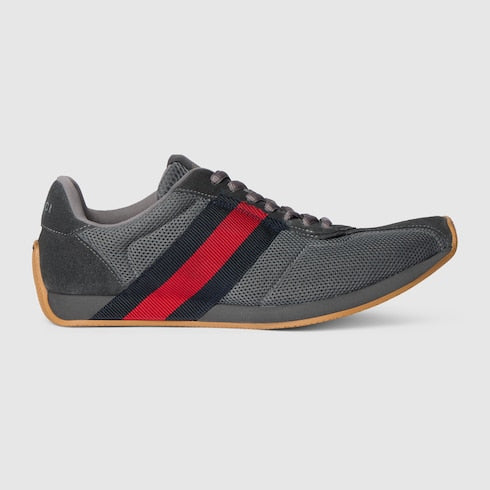 Women's Gucci Tempo sneaker - dark grey mesh and suede