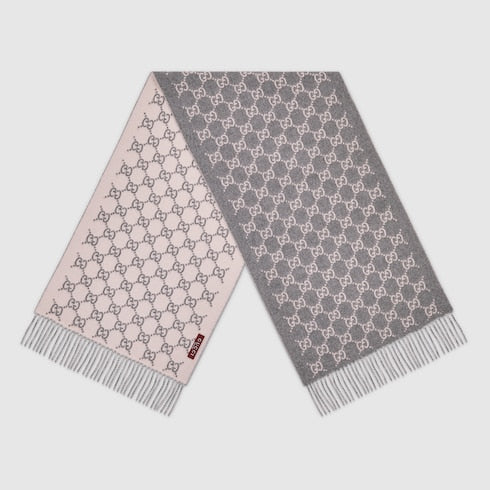 GG cashmere scarf - grey and pink