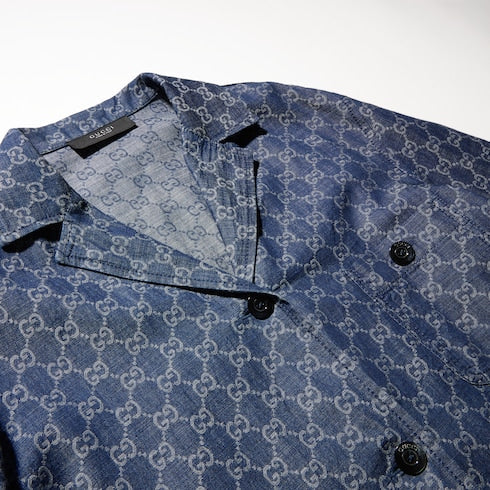 GG cotton denim jacquard jacket - blue