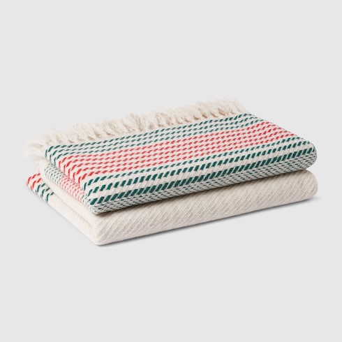 Cashmere jacquard blanket with Web - white