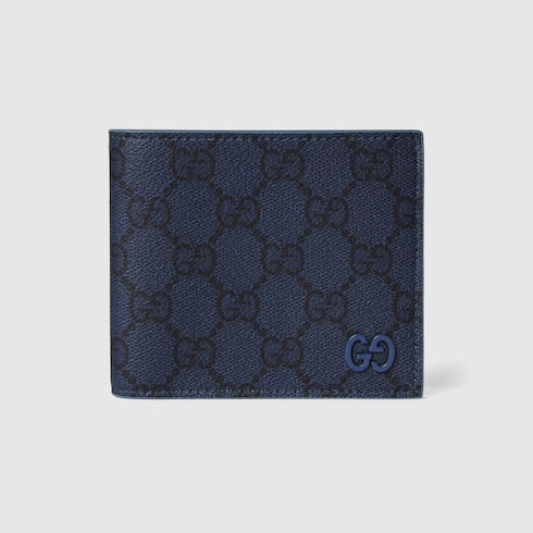 Dusty blue interior GG bi-fold wallet - dark blue GG Supreme