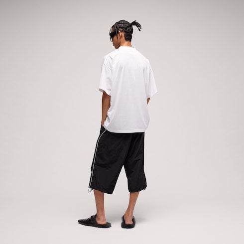 Lightweight silk jersey T-shirt with embroidery - white