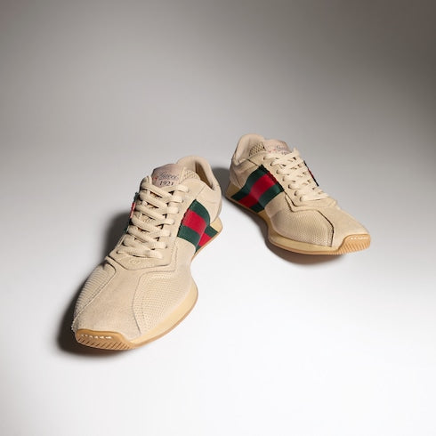 Women's Gucci Tempo sneaker - sand mesh and suede