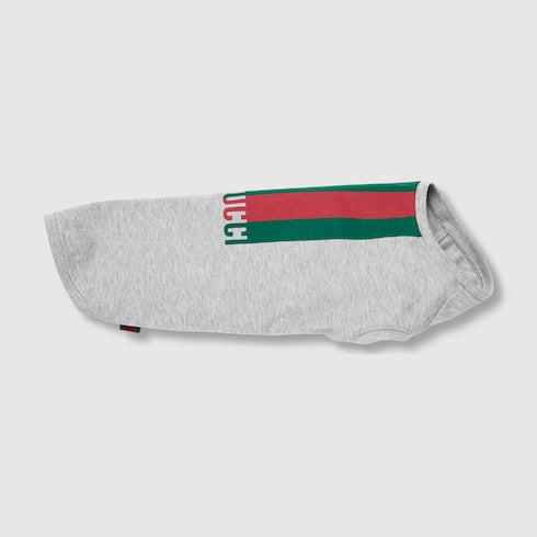 Printed cotton pet T-shirt - light grey