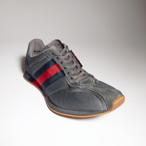 Men's Gucci Tempo sneaker - dark grey mesh and suede
