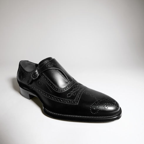 Men's monk strap shoe - black leather