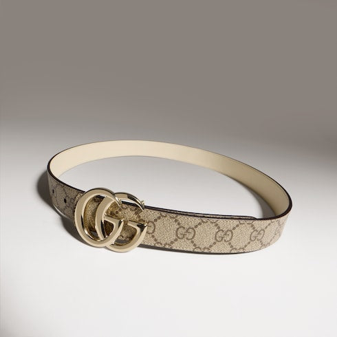 Reversible GG Marmont belt - beige Supreme and ivory leather
