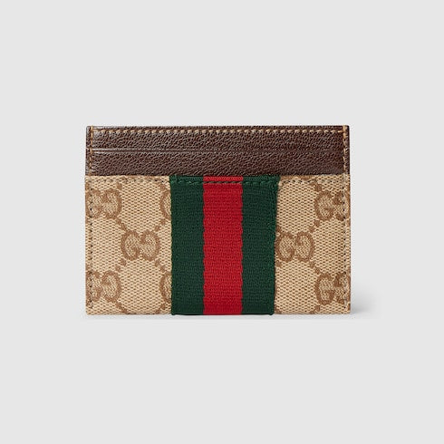 Card case with Web - sand and brown GG canvas