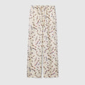 Printed silk twill pants - white