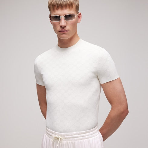 Technical GG fabric jacquard T-shirt - ivory
