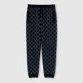 GG knit double wool leisure pants - dark blue and grey