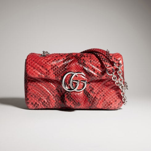 GG Marmont python small shoulder bag - deep red