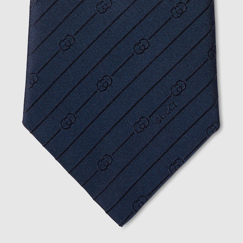 Interlocking G silk jacquard tie - dark blue