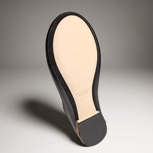 Women's ballerina with bamboo - black soft leather
