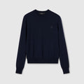 Knit wool sweater with embroidery - dark blue