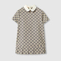 Children's GG canvas dress - beige and blue
