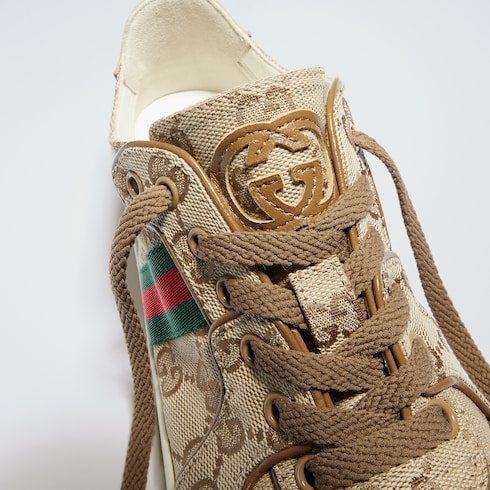 Women's Stretch low-top sneaker - sand and brown GG canvas