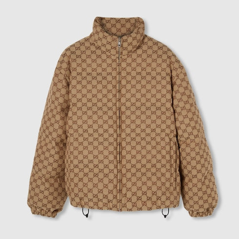 GG canvas bomber jacket - camel and ebony