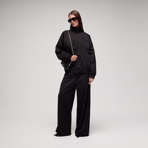 Soft technical twill leisure pants - black