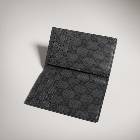 Card case with metal tag - black leather