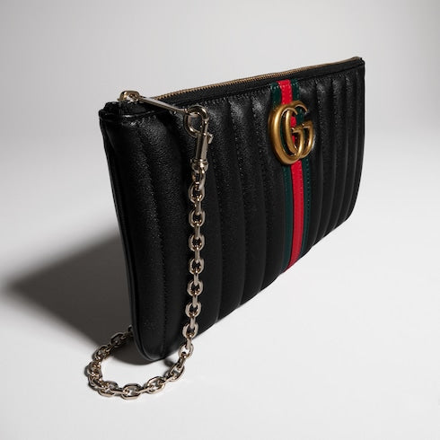 GG Marmont pouch with strap - black leather