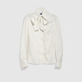 Gucci pinstripe silk shirt with bow - white and light blue