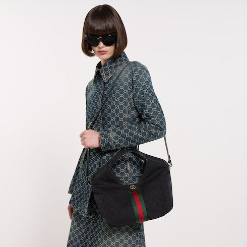 Gucci Giglio small tote bag - black GG canvas