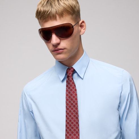 Horsebit silk jacquard tie - red