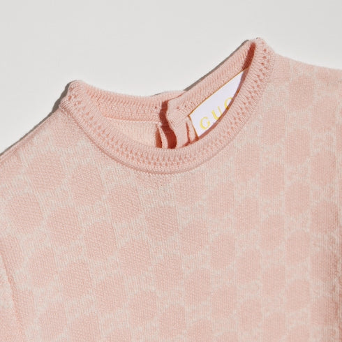 Baby GG wool jacquard dress - light pink
