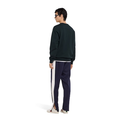 Cotton jersey sweatshirt with embroidery - dark blue