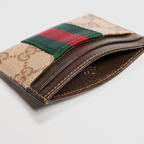 Card case with Web - sand and brown GG canvas