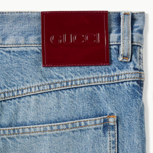 Slim fit cotton denim pant - light blue