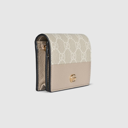 Bi-color GG Marmont small wallet - beige and white GG Supreme