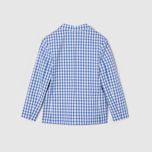 Children's gingham cotton jacket - light blue and white