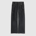 Flared coated cotton twill denim pants - black
