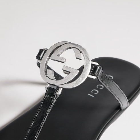 Men's thong sandal - black leather