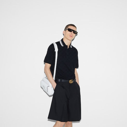 GG stretch cotton polo - black and white