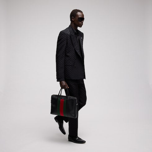 Mega Web Trademark medium briefcase - black leather