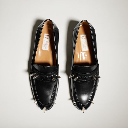 Men's studded loafer - black leather