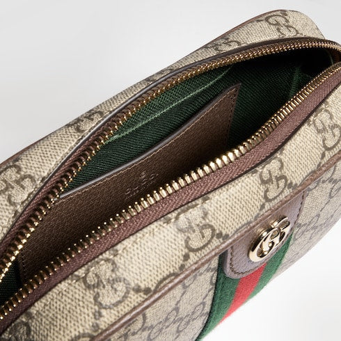 Ophidia small camera bag - beige and brown GG fabric