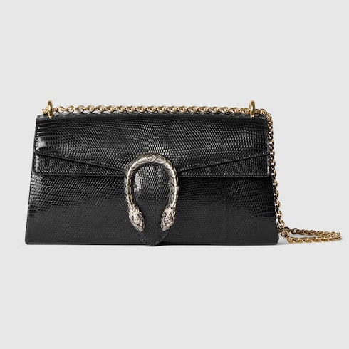 Dionysus lizard medium shoulder bag - black