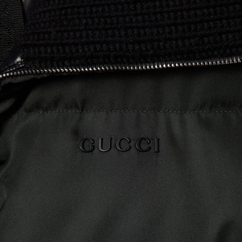 Gabardine fine nylon jacket with logo - black